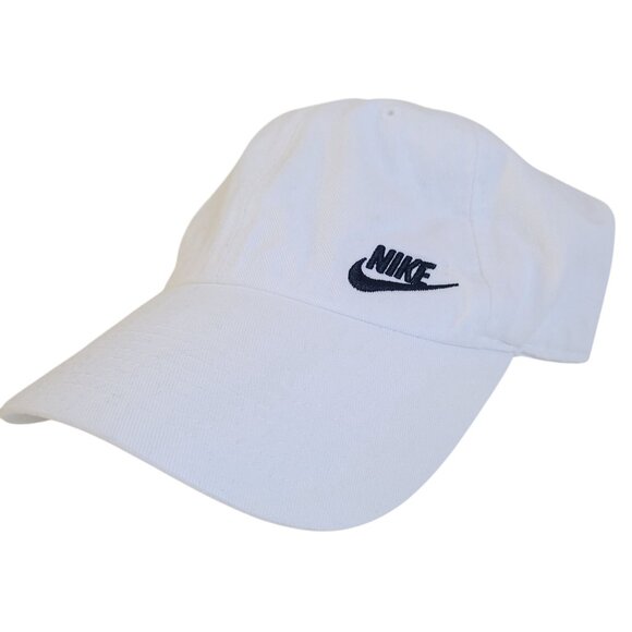 Nike Hat Cap Strap Back White Black Swoosh Embroidered Casual Men's Adjustable - Picture 1 of 12